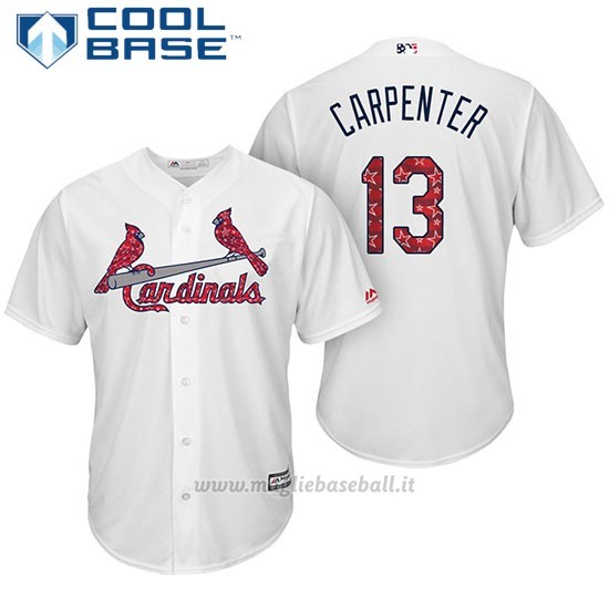 Maglia Baseball Uomo St. Louis Cardinals 2017 Estrellas y Rayas Matt Carpenter Bianco Cool Base
